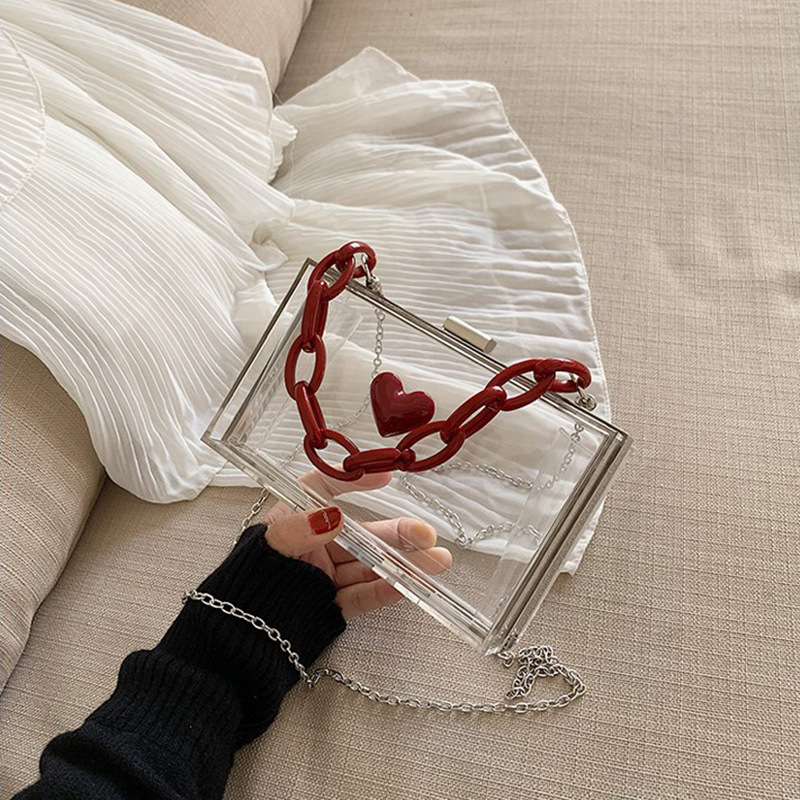 Crossbody bag for women cross-border wholesale new Korean version acrylic box bag fashion love girl chain shoulder bag
