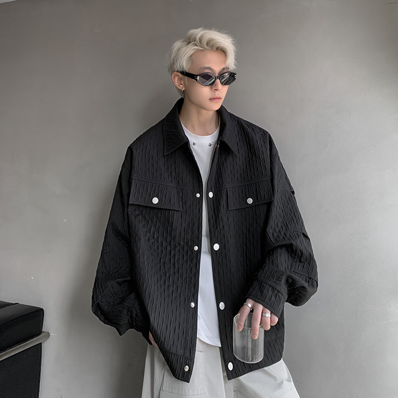 American retro pleated textured jacket for men, trendy brand design, high-end, handsome and loose jacket