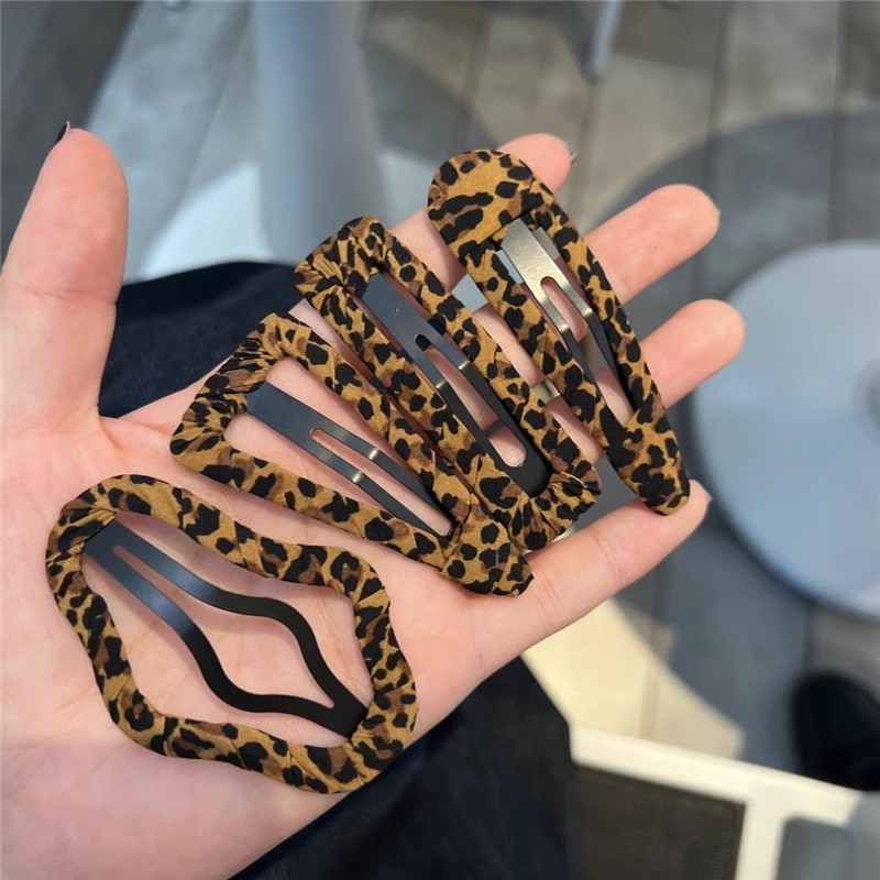 Ins style leopard print Maillard bangs clip bb clip broken hair clip side clip side fixed hairpin female hot girl headwear