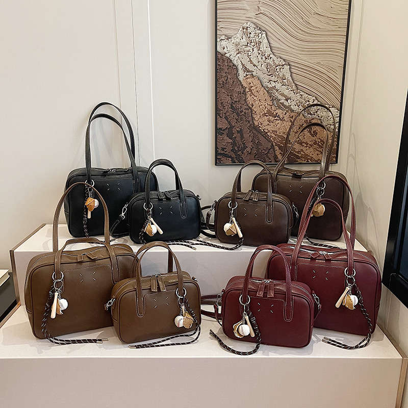 Cross-border high-quality retro Boston commuter bag large-capacity handbag one-shoulder cross-body work commuter bag