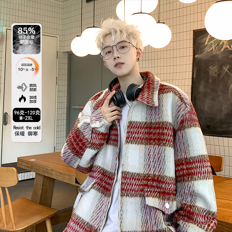 Hong Kong Style New National Standard Liner 90% White Duck Down Jacket Men's Plaid Warm Jacket