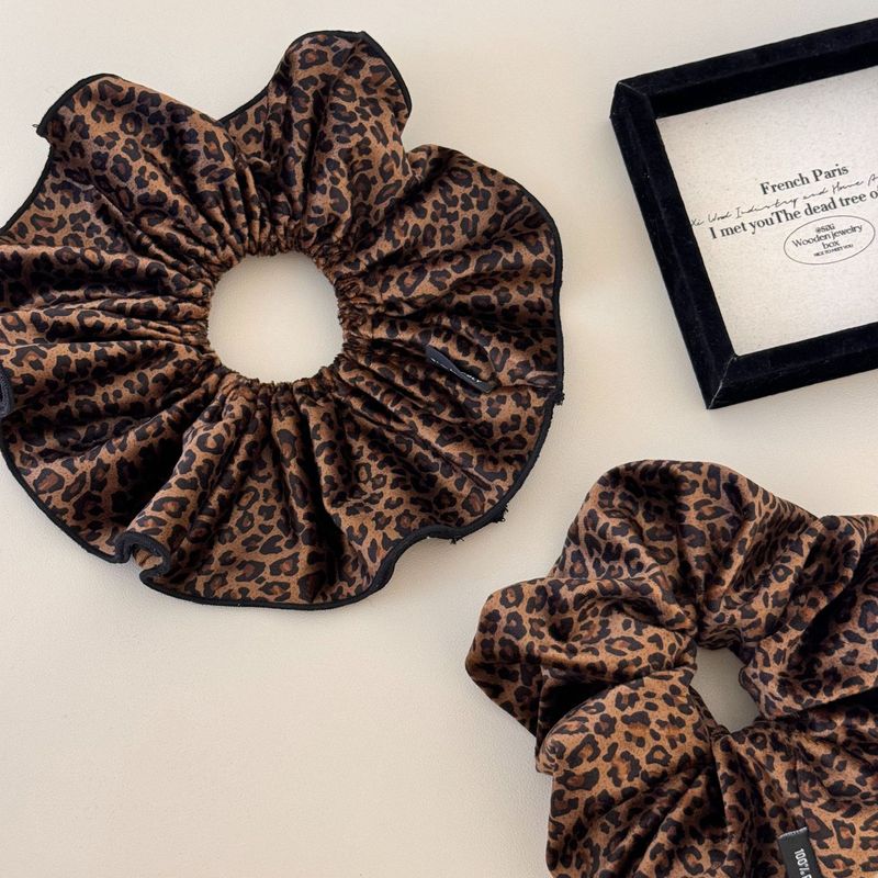 Large skirt leopard print large intestine hair tie 2024 new Korean style low ponytail hair rope tie hair rubber band headband hair accessories