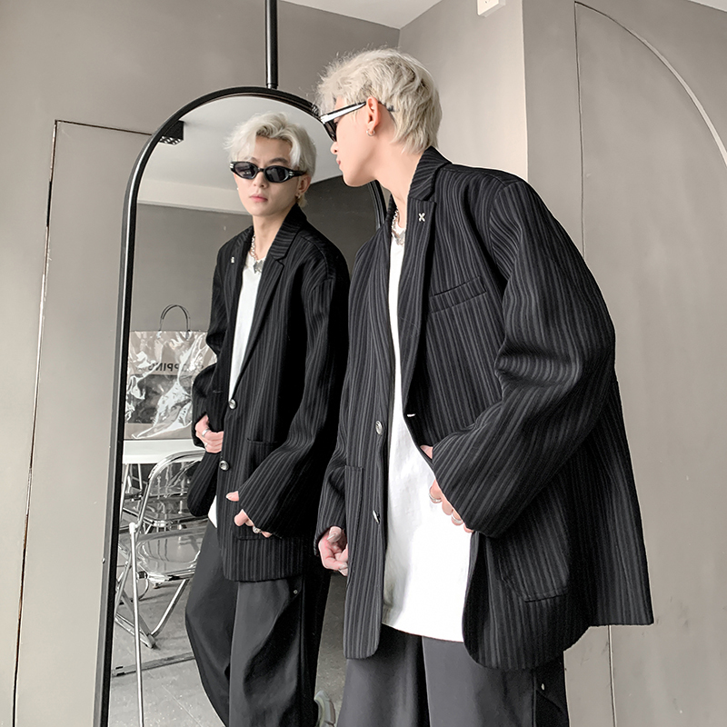 Hong Kong style retro blazer, Korean version, loose, high-end texture, handsome little suit