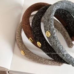 Oval gold buckle literary retro wide version headband new style exquisite foreign style sponge high skull headband high-end and simple