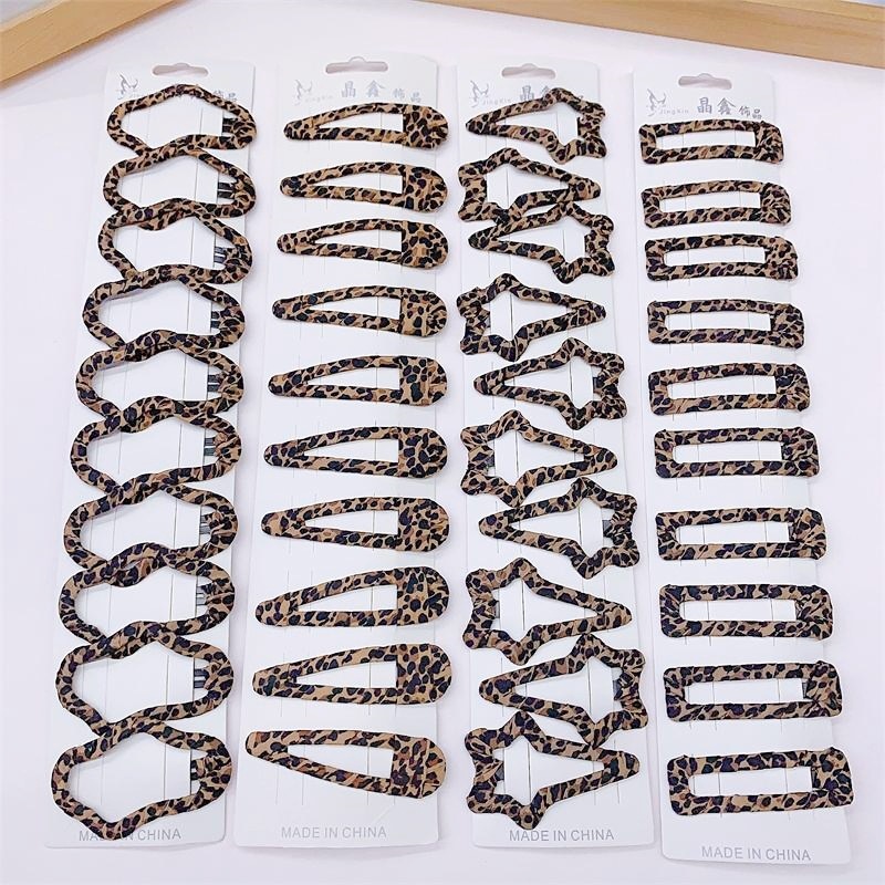 New Korean style simple leopard print broken hair side clip BB clip hair clip bangs clip temperament versatile retro break-off clip hair accessory