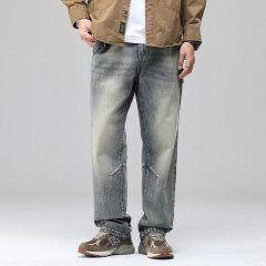 American Classic Retro Autumn Jeans Men's Loose Straight Fashion Brand Pants Men's Autumn and Winter Washed Casual Jeans