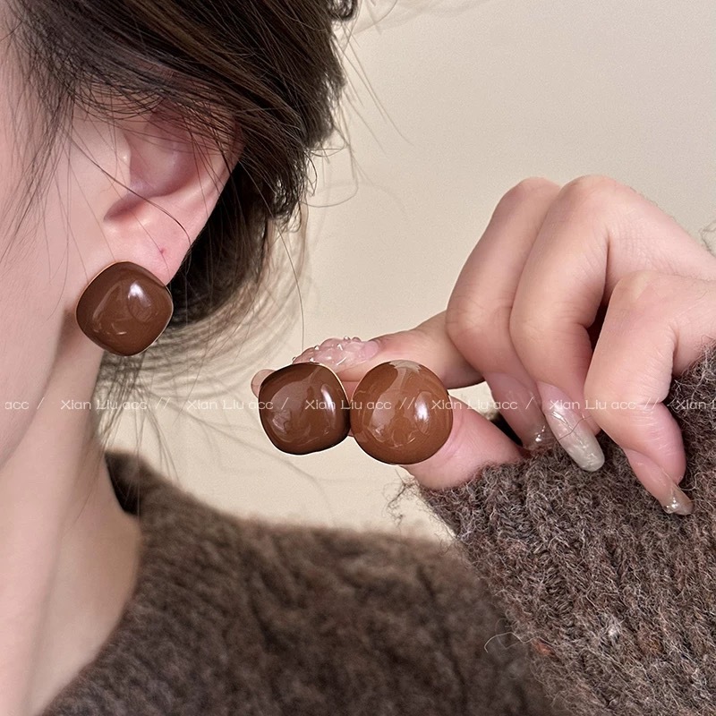 Autumn and winter Maillard retro earrings for women 2024 new hot style light luxury niche high-end temperament earrings ear jewelry