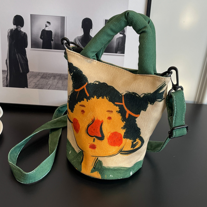 Cartoon Graffiti Bucket Bag New Bucket Bag Niche Design Handbag Shoulder Crossbody Women's Bag Small Bag