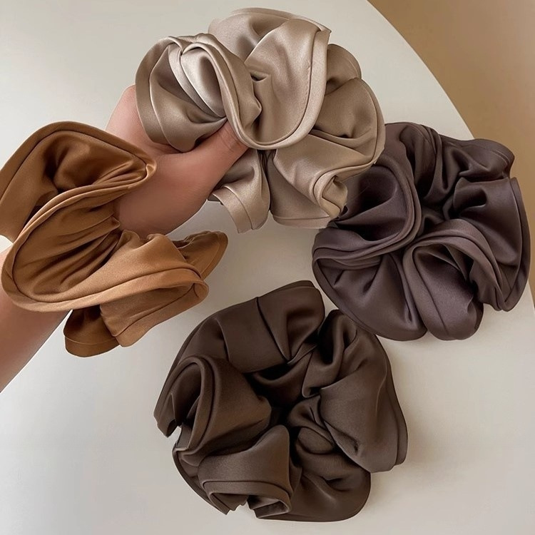 French design sense fungus hair tie ins sense flower bud satin headband women's simple temperament new hair tie