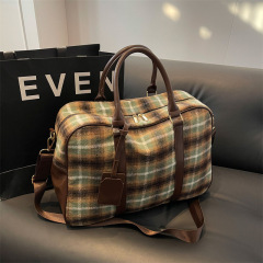 Luggage bag, short trip bag, woolen checkered toast bag, shoulder bag, fitness yoga bag storage