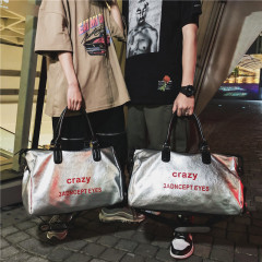 Short-distance lightweight new Korean style men's shoulder letter silver business trip bag women's portable sports fitness bag