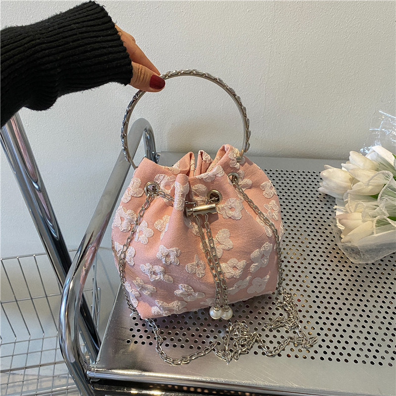 Fashion trend small handbag women's bag new style summer texture bucket bag single shoulder crossbody bag