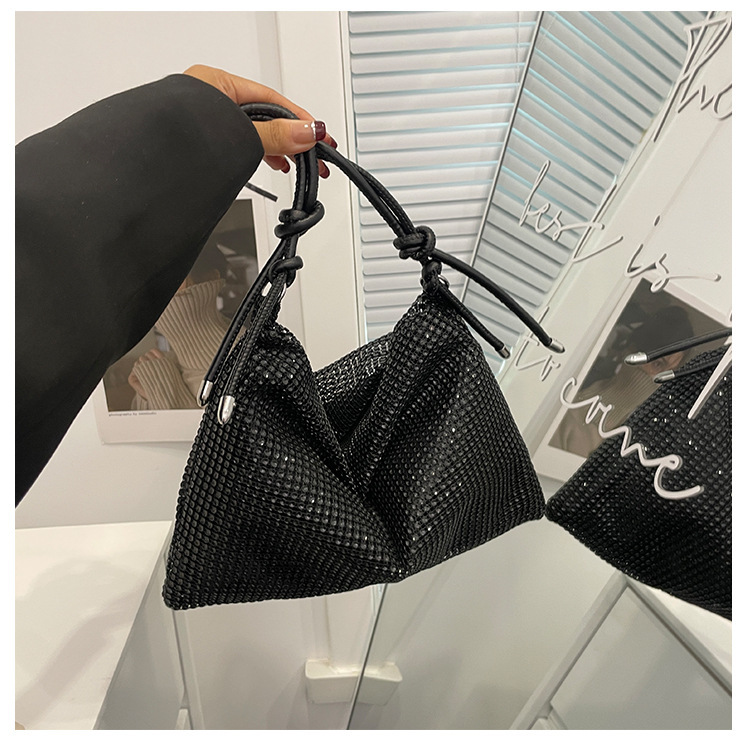 Hand-encrusted diamond bag, metal sequined bag, rhinestone bag, dumpling bag, armpit bag, high-end sparkling diamond bag for women