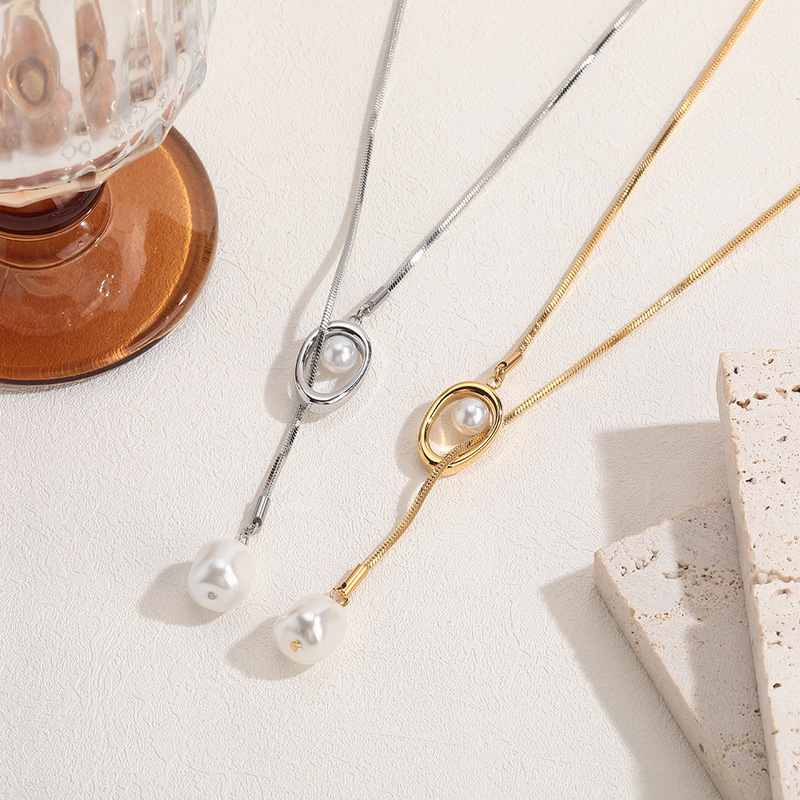 New tassel pearl necklace autumn and winter sweater chain light luxury high-end pearl pendant jewelry long necklace accessories for women