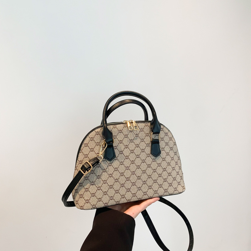 Popular retro rhombus handbag 2024 summer trend new style casual one-shoulder crossbody bag contrasting shell bag for women