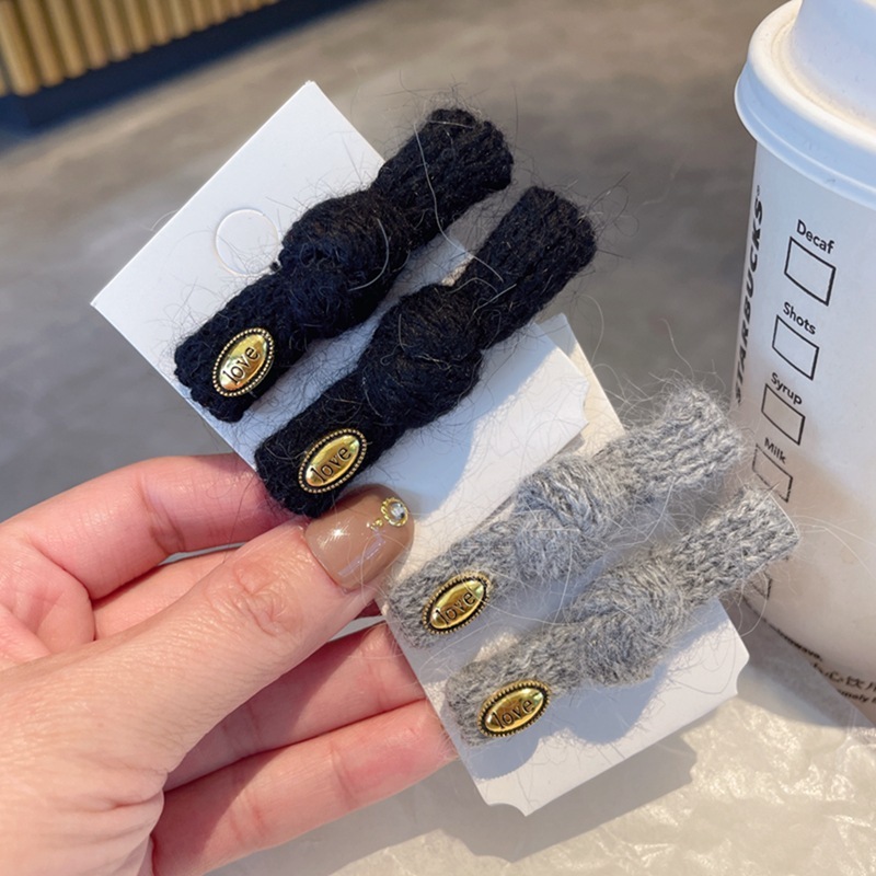 Wool fabric bow duckbill clip one-word hair clip high-end side clip bangs clip hairpin hair accessories