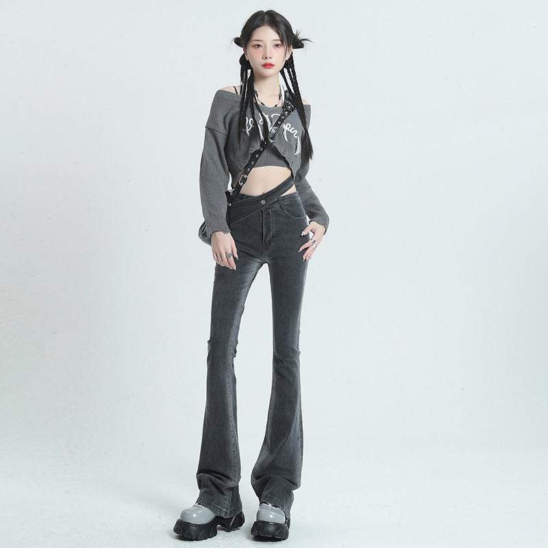 Hot Girl Stretch Personalized Slim Waist Flared Jeans