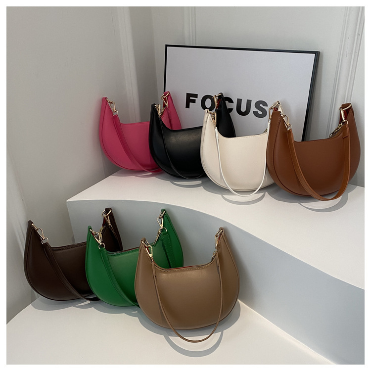 Trendy and simple PU stitching round winter new underarm bag women's bag high-quality shoulder bag handbag