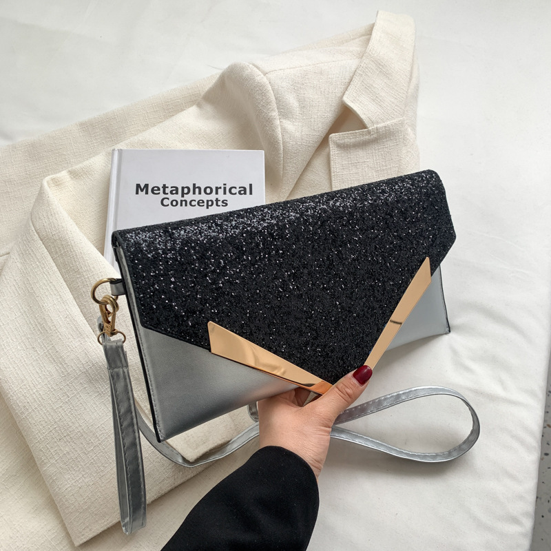 Korean style women's clutch, new sequined shoulder bag, fashionable handbag, one-shoulder cross-body women's bag, envelope bag