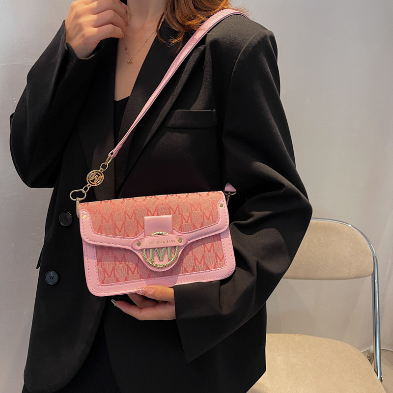Bags for Women 2022 Early Autumn New Style Printed M Letter Shoulder Handbag Trendy Fashion Lock Small Square Bag for Women