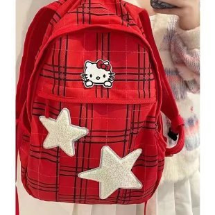 Star KT cat cute and versatile high-value striped large-capacity backpack for junior and high school students