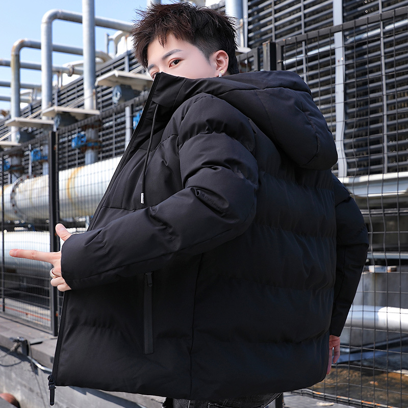 High-quality hand-stuffed cotton hooded thickened short cotton-padded coat for men casual Korean style trendy
