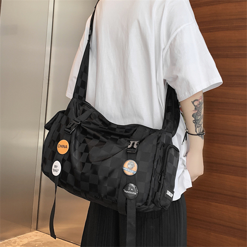 Messenger bag men's large-capacity trendy bag cycling backpack Japanese workwear functional shoulder bag female ins student messenger bag