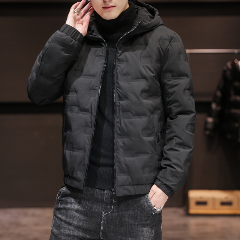 Winter cotton coat men's hooded short trendy thickened cotton coat large size