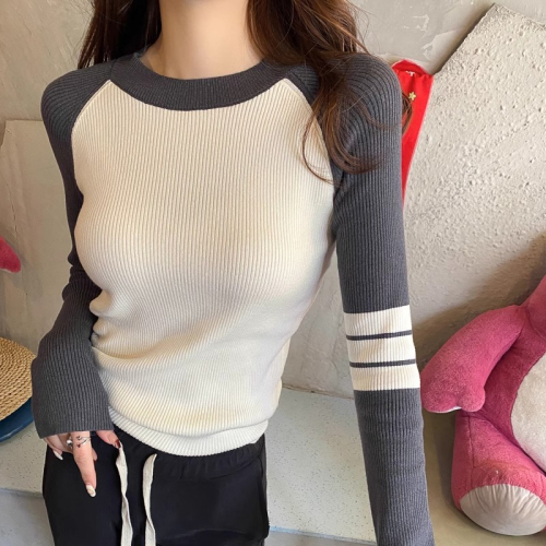 Sweater women's long-sleeved bottoming shirt autumn and winter new round neck slim inner