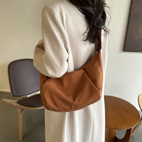 New solid color women's crossbody bag nylon dumpling bag versatile shoulder bag for women wrinkled small cloth bag trendy wholesale