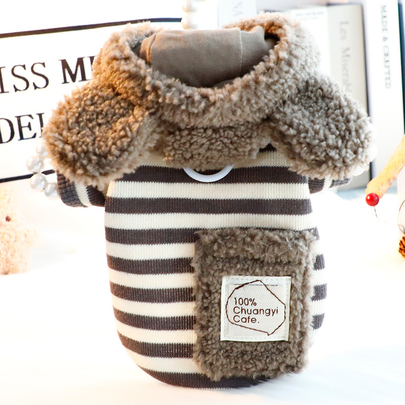Dog clothes, spring and autumn clothes, cat princess cute fleece hoodie, traction small dog Teddy pet 6297