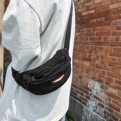 Retro versatile casual denim cross-body small chest bag for female students Hong Kong style sports waist bag for men and women's mobile phone bags