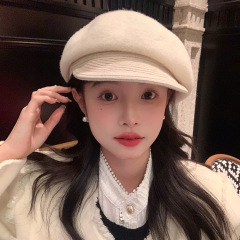 High-end style ~ Australian fur beret hat for women autumn and winter fashion retro painter hat newsboy hat 2024 new beret hat