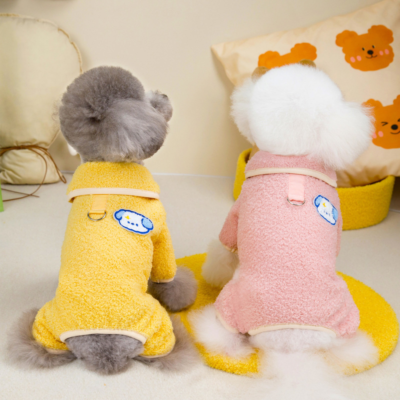 Dog clothes, pet clothes, small dogs and cats can wear warm and comfortable autumn and winter wholesale 24 lapel four-leg fleece jackets