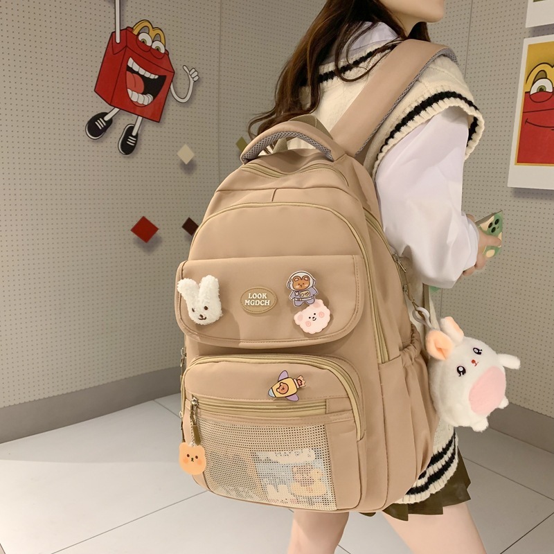 Japanese simple ins backpack for women with large capacity for high school students, junior high school students, schoolbags, computer backpacks for women