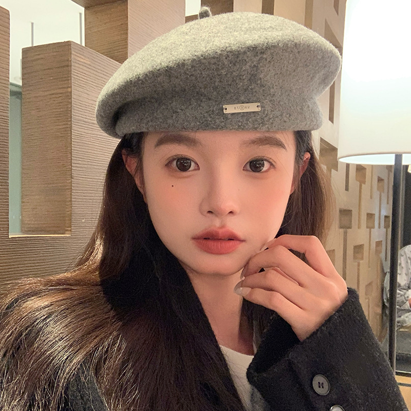 [My head is not round] Australian wool beret for women with large head circumference 2024 autumn and winter new style versatile woolen painter hat