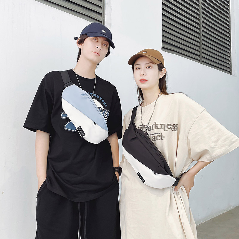 Japanese ins Harajuku dark style sports mobile phone chest bag for men Korean retro versatile simple workwear crossbody bag for women