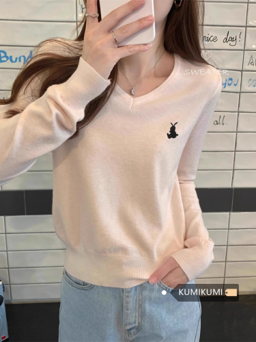 Early spring round neck star embroidered long-sleeved T-shirt for women early autumn 2024 new design sense