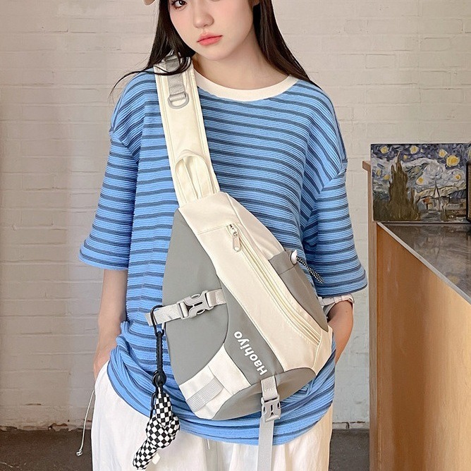 Japanese workwear versatile retro ins men's and women's unisex style chest bag student Harajuku Hong Kong style Korean version single shoulder crossbody bag