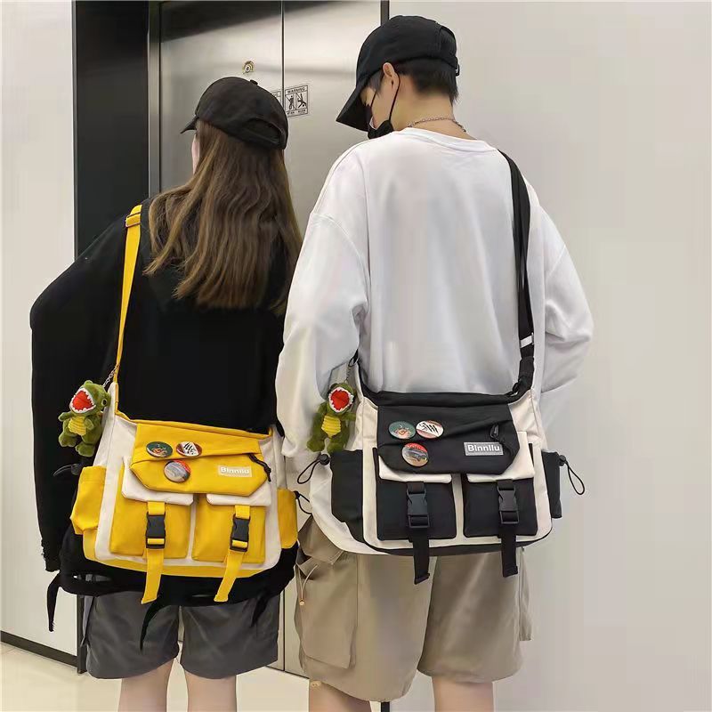 Autumn and winter new crossbody bag men's trendy brand large capacity ins shoulder bag Japanese casual messenger bag versatile small shoulder bag