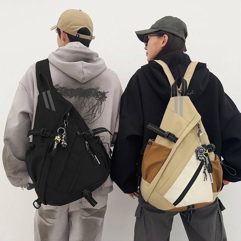 Trendy and cool multi-functional large-capacity chest bag for men's sports cycling shoulder bag tool style couple's lightweight backpack