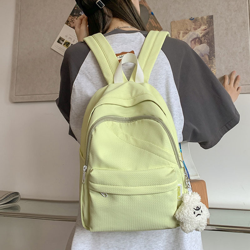 New solid color backpack female small fresh girl backpack Korean style fashion casual simple student backpack