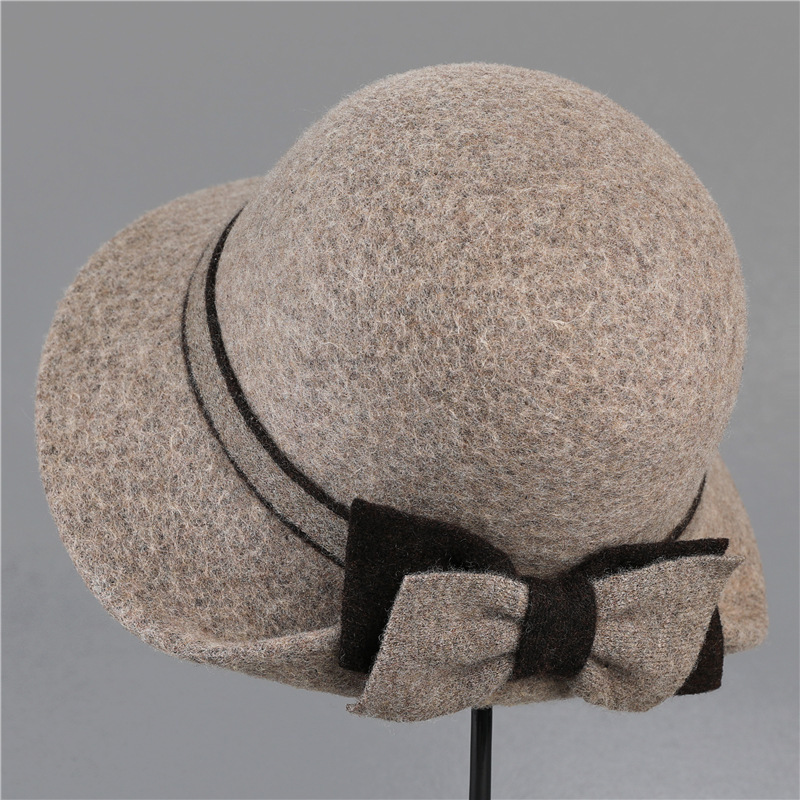 Hat women's autumn and winter woolen mother's hat fashionable retro temperament lady hat middle-aged and elderly fisherman hat