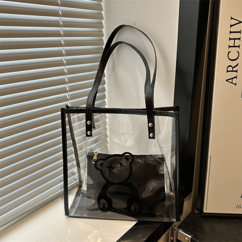 Simple jelly bag women's large capacity 2024 autumn new portable shoulder bag fashionable transparent mother-in-law small bag