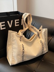 Gentle Woman striped suede tote bag new large-capacity textured casual mommy shoulder bag