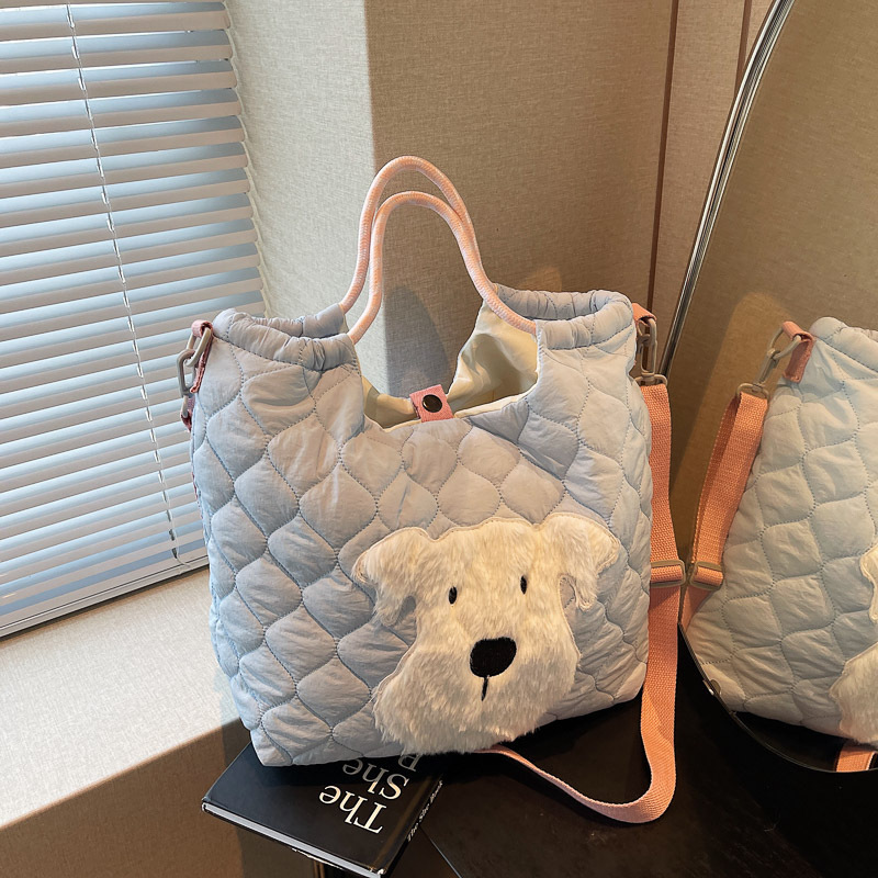 Large-capacity student commuter bag women's 2024 new portable tote bag letter embroidered shoulder bag lightweight crossbody bag