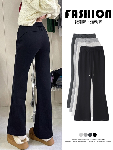 Flare pants women's spring, autumn and winter new style high-waisted casual sweatpants micro-flared sweatpants