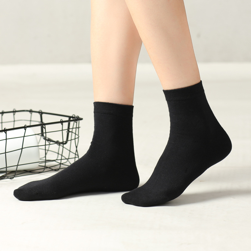 Women's cotton socks thick women's socks solid color cotton socks mid-calf socks women's Korean version solid color