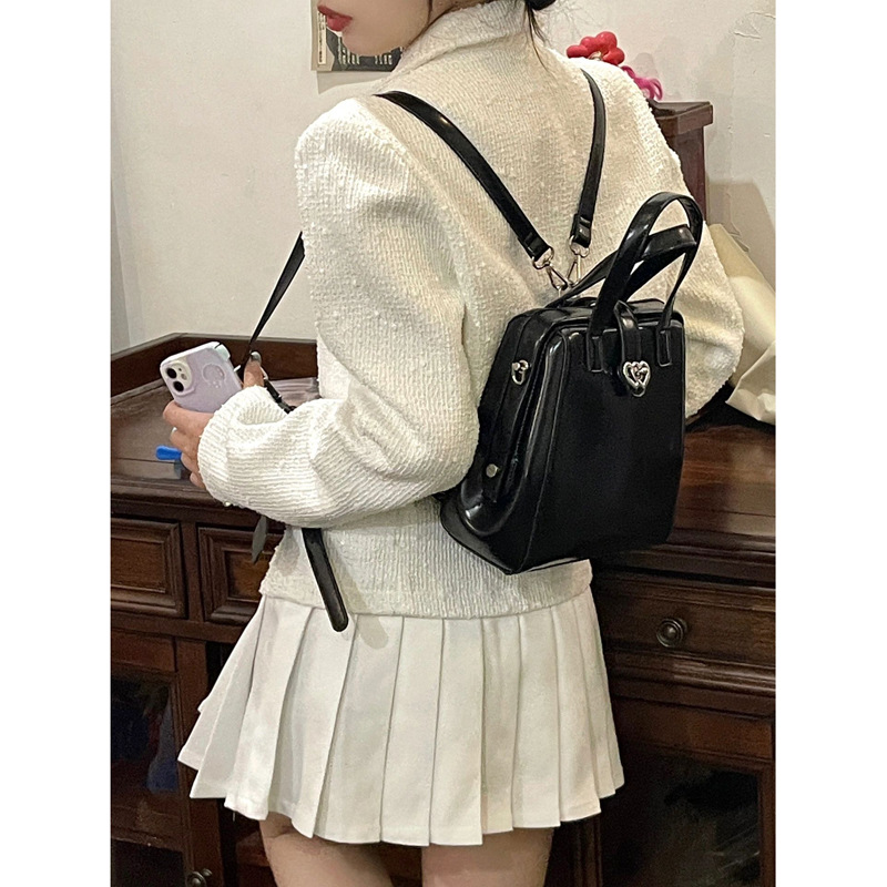 Original y2k hot girl love lock trapezoidal mouth gold bag niche sweet and cool high-end backpack