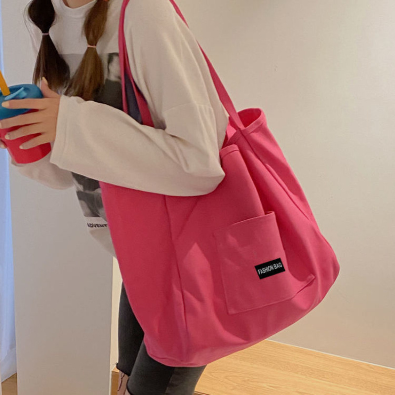Bags Women's Korean Canvas Bag Large Capacity Candy Color Commuting Student Niche Shoulder Handbag